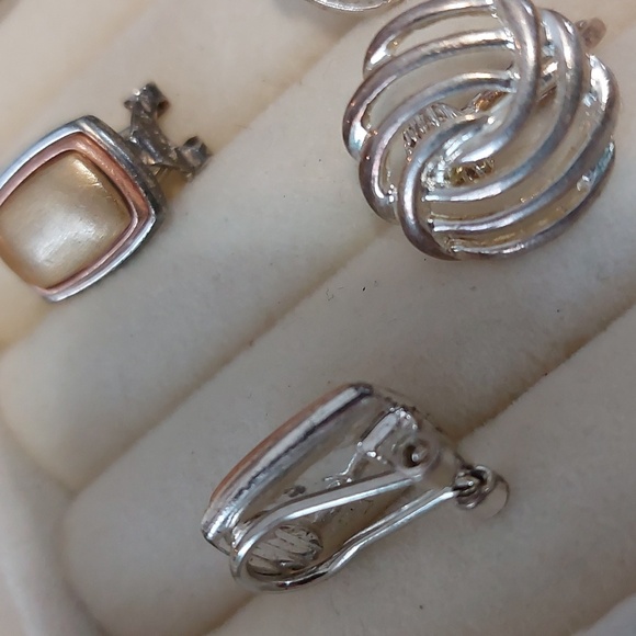 Lot Of 5 Pair Silvertone Clipon Clip On Earrings Liz Claibourne - Picture 5 of 7